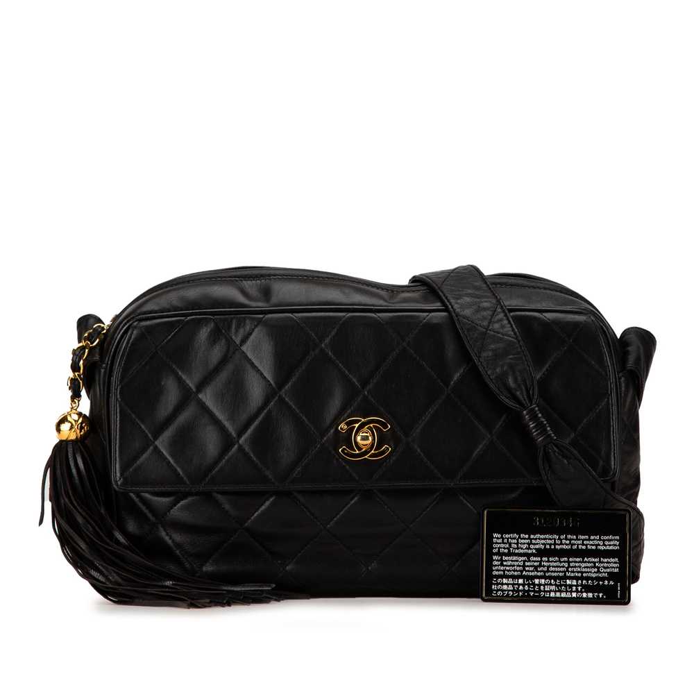 Black Chanel CC Quilted Lambskin Tassel Crossbody - image 9