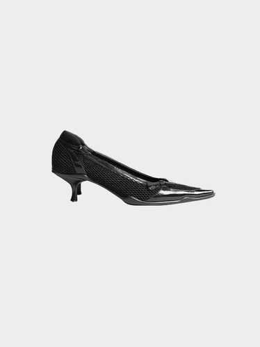 Prada SS 2000 Black Mesh And Patent Leather Mules