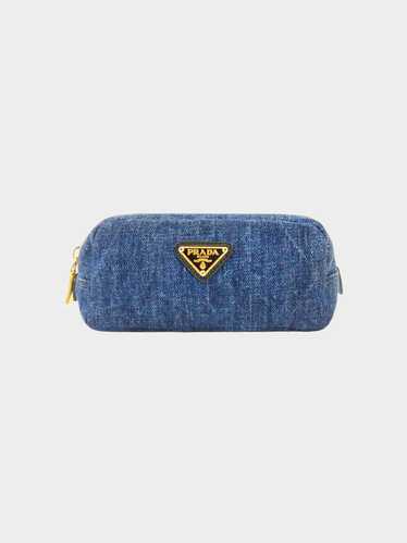 Prada 2010s Denim Logo Mini Pouch