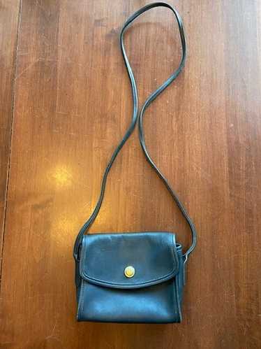 COACH ネイビー レザー ハンドバッグ ゴールド金具　シンプル小型 Coach rare blue leather - Gem