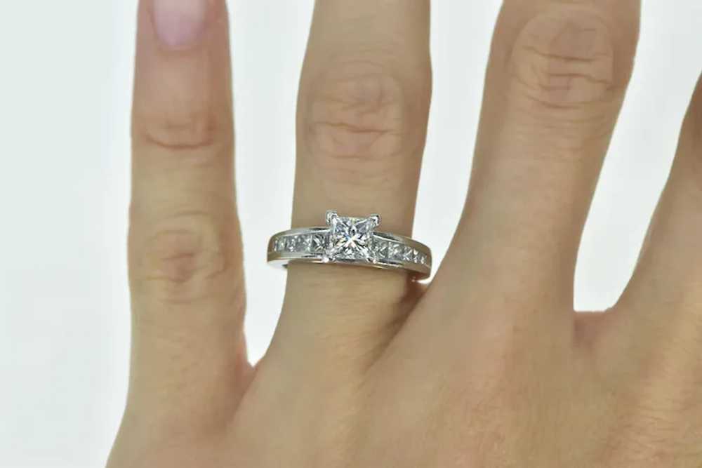 Platinum 1.23 Ctw Princess Diamond Engagement Rin… - image 5