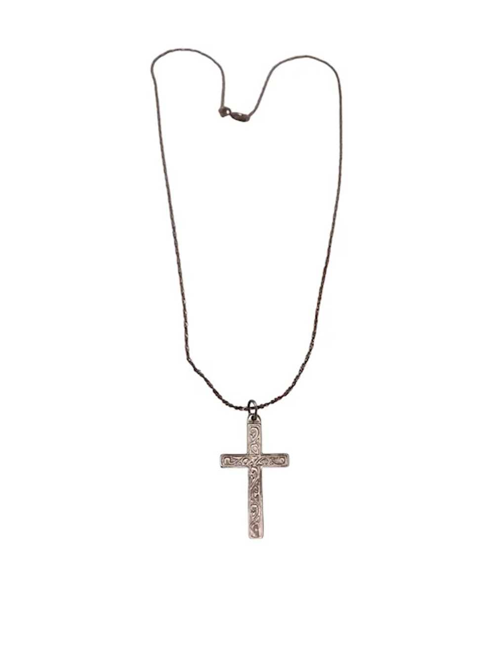 Italian Sterling Silver Crucifix Necklace - image 2