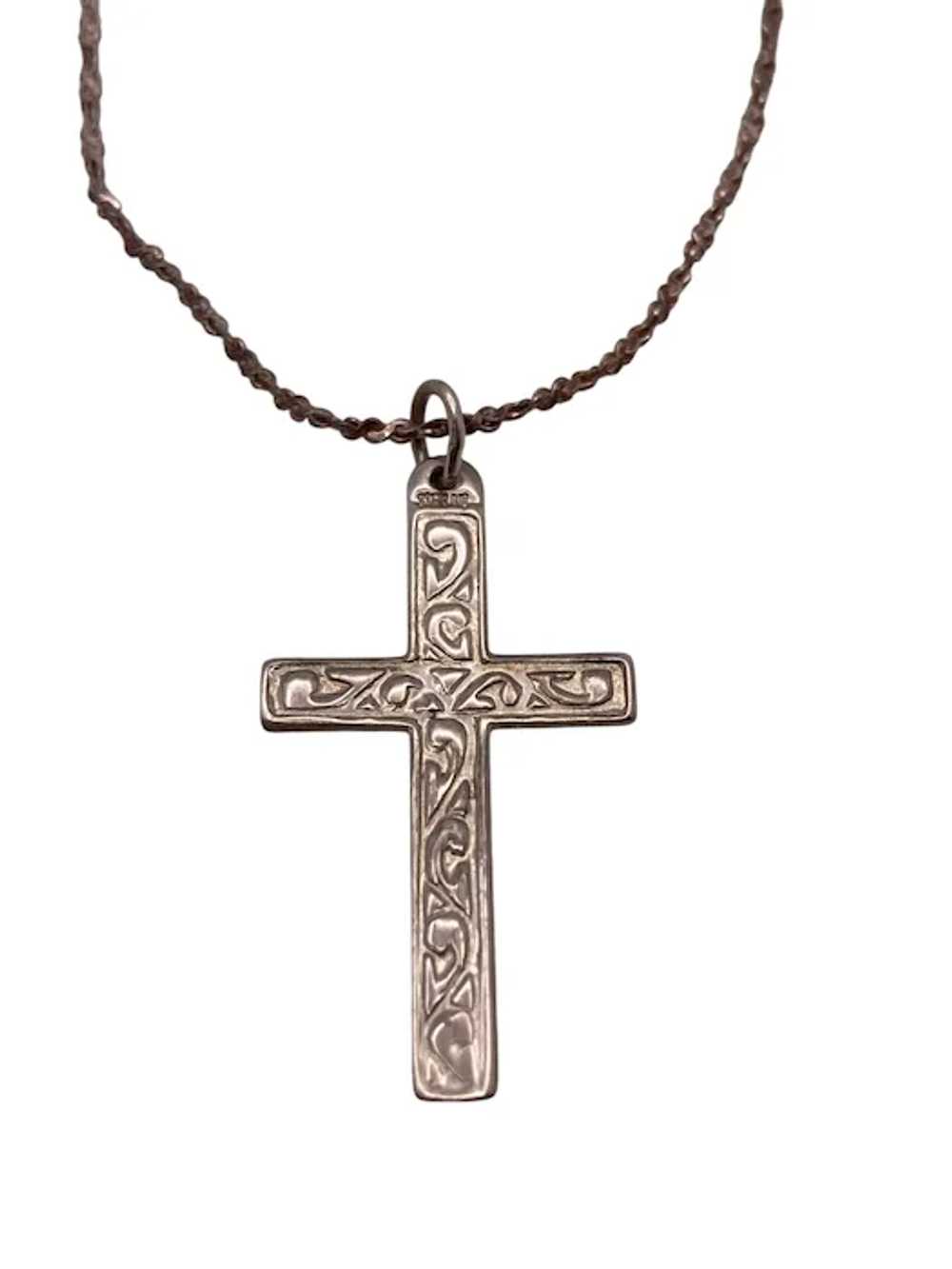 Italian Sterling Silver Crucifix Necklace - image 4