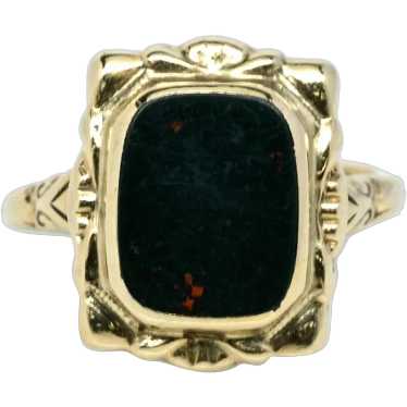 Vintage Bloodstone Yellow Gold Ring