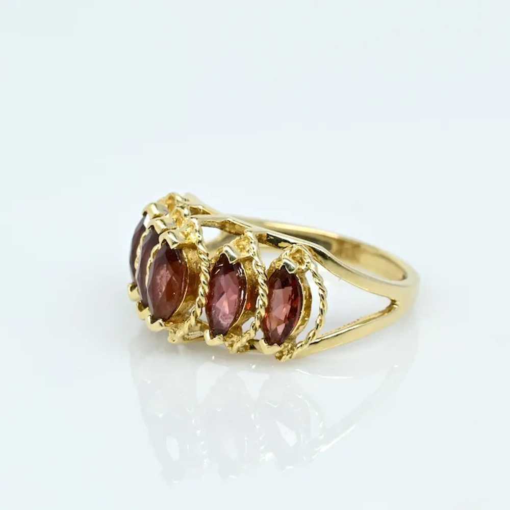 5 Garnet Marquise 14k Yellow Gold Ring - image 2