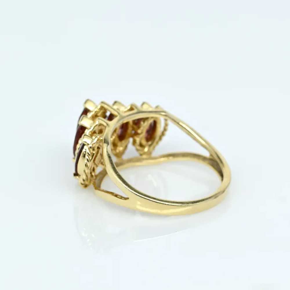 5 Garnet Marquise 14k Yellow Gold Ring - image 3