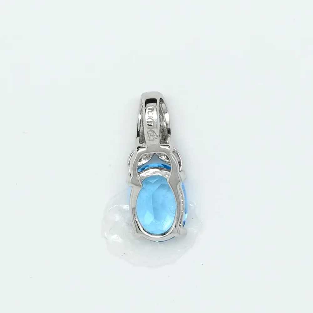 Blue Topaz Oval Diamond Accent White Gold Pendant - image 4