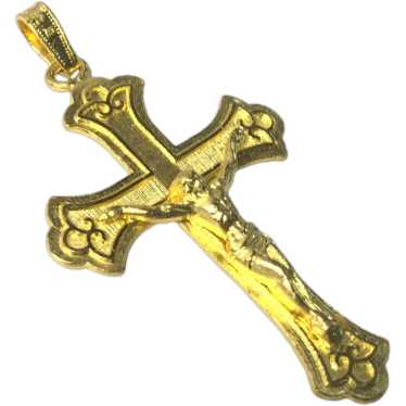 Vintage 22k Yellow Gold Crucifix Cross Pendant - image 1