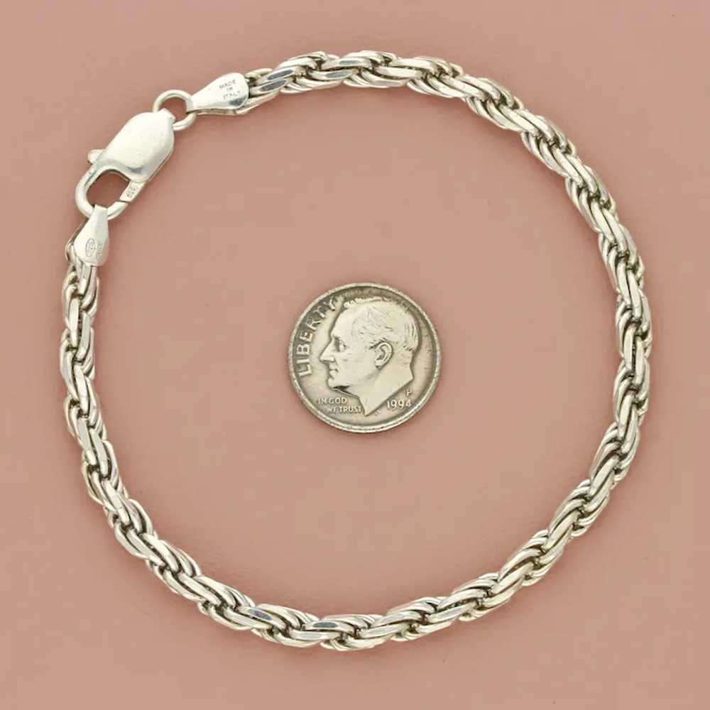 Sterling Silver Italy 4Mm Rope Chain Bracelet Siz… - image 4