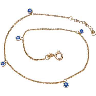 Charm Detail Anklet 14K Gold Colorful Enamel