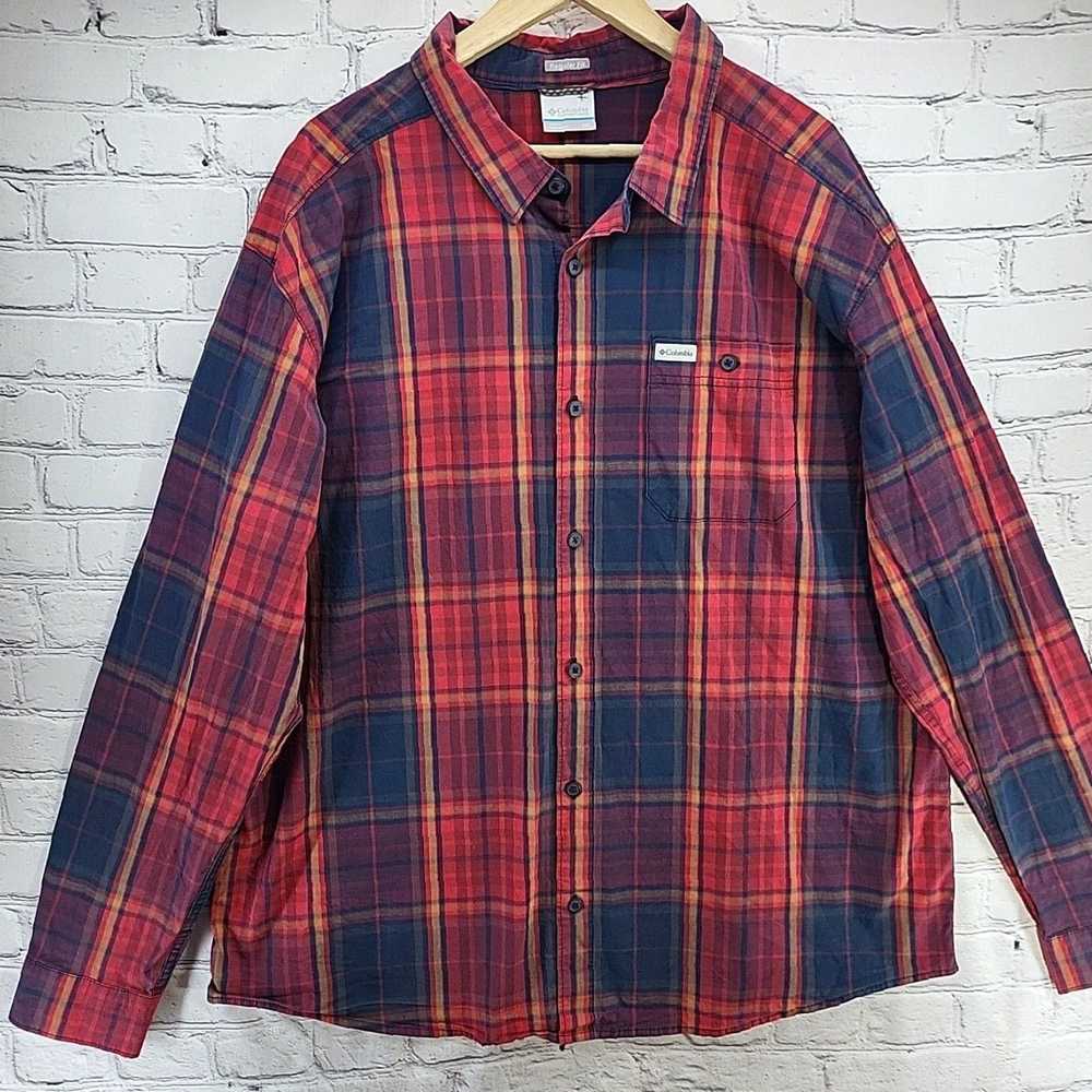 Vintage Red Plaid Long Sleeve Button Up Columbia … - image 1