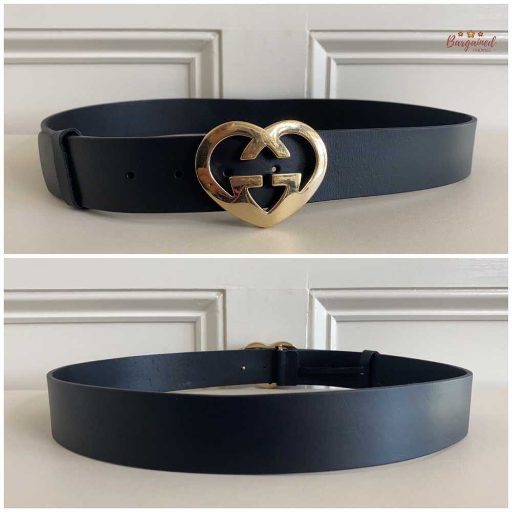 Gucci Gucci Black Leather Interlocking G Heart Go… - image 7