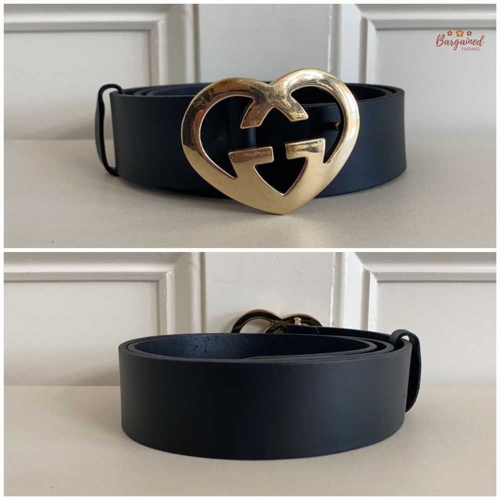 Gucci Gucci Black Leather Interlocking G Heart Go… - image 9