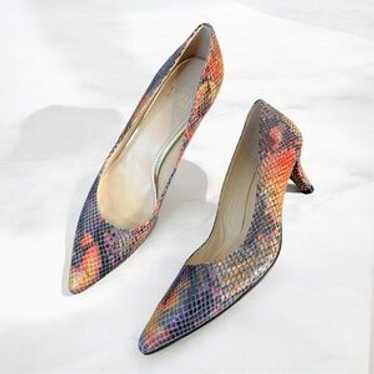 Stuart Weitzman Python Print Heels Size 7 | Vibra… - image 1