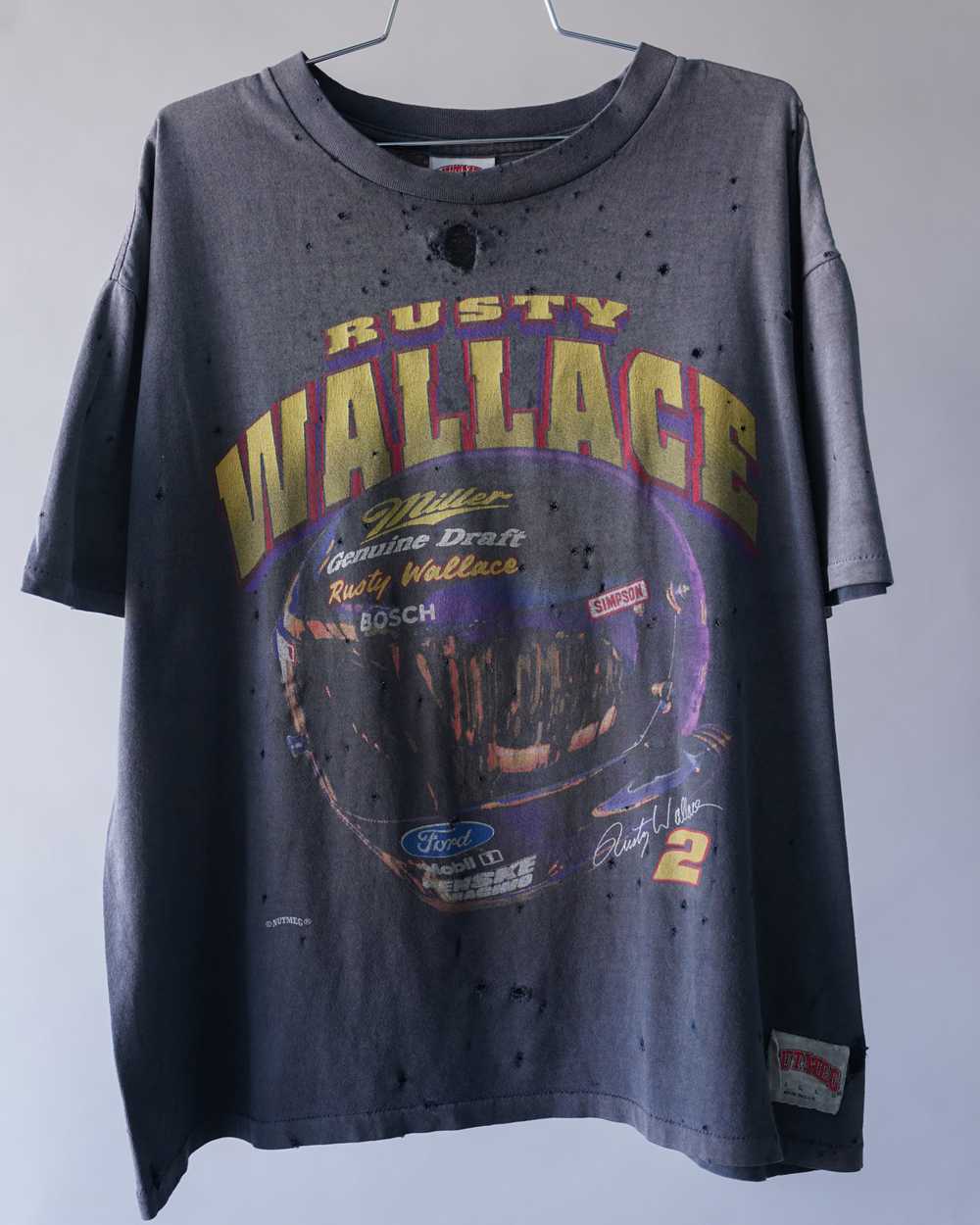 90's Faded Black Rusty Wallace Nascar Tee - XL - image 2