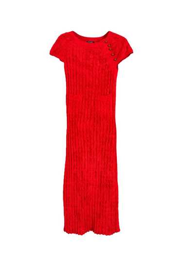 Product Details Chanel Red Ribbed Midi Dress