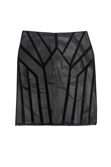 Etcetera - Black Paneled Leather & Mesh Skirt Sz 4