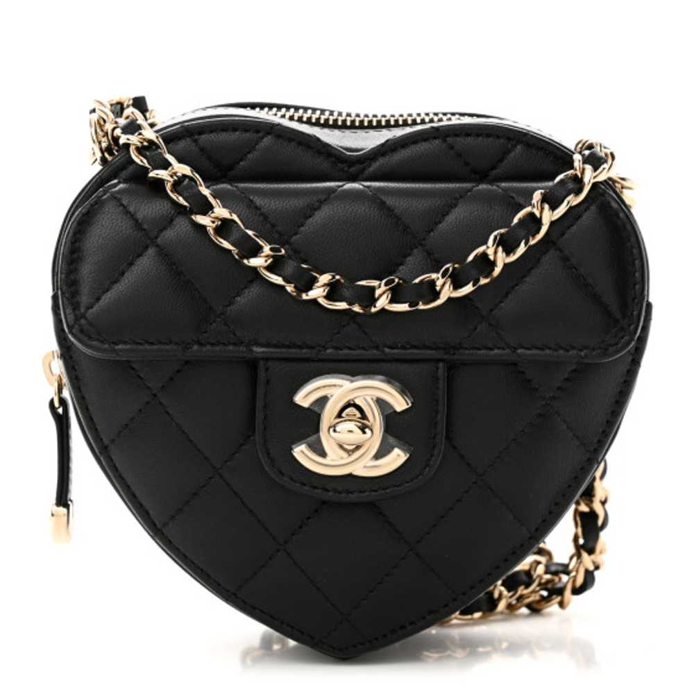 CHANEL Lambskin Quilted CC In Love Heart Clutch W… - image 1