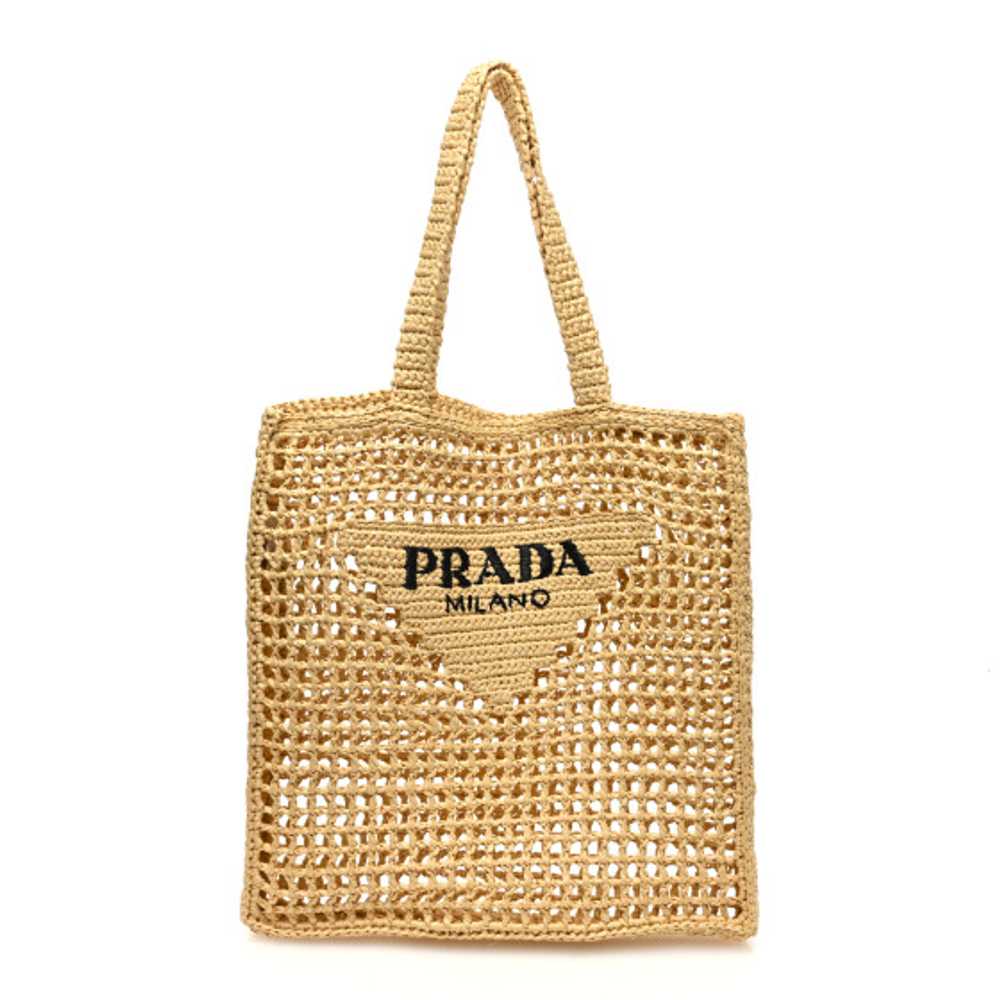 PRADA Yarn Raffia Effect Crochet Logo Embroidered… - image 1