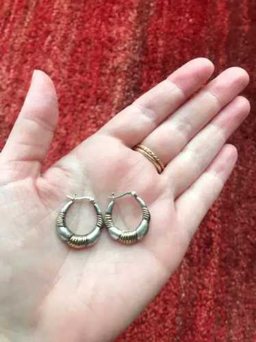 Unknown Silver. Two tone hoops 925 sterling silver