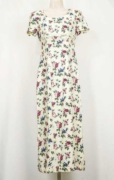 All That Jazz Cream Floral Print Lace Trim Maxi… - image 1