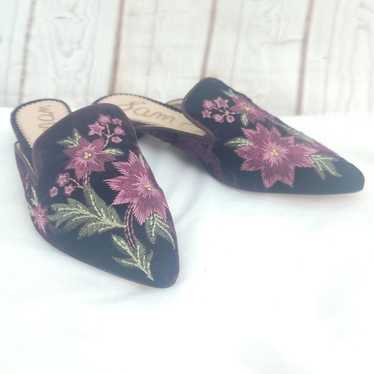 Designer Sam Edelman Black Pink Floral Bordeaux V… - image 1