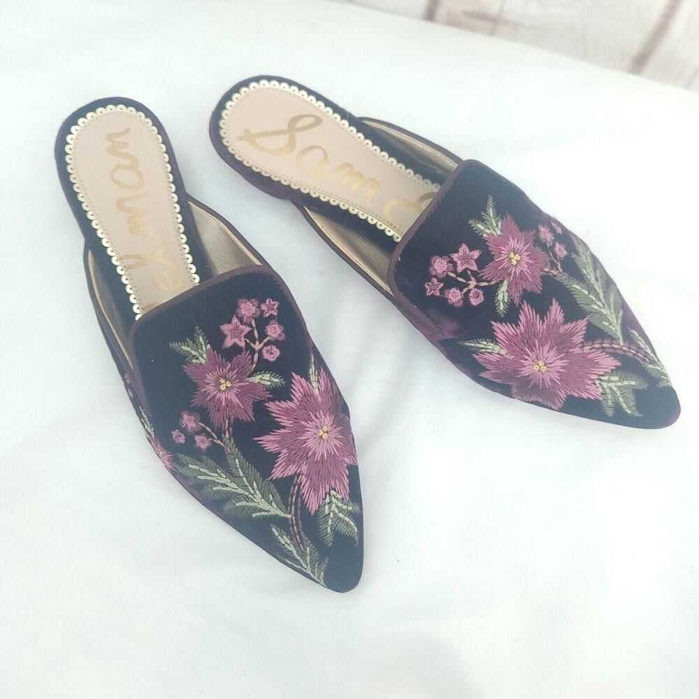 Designer Sam Edelman Black Pink Floral Bordeaux V… - image 2