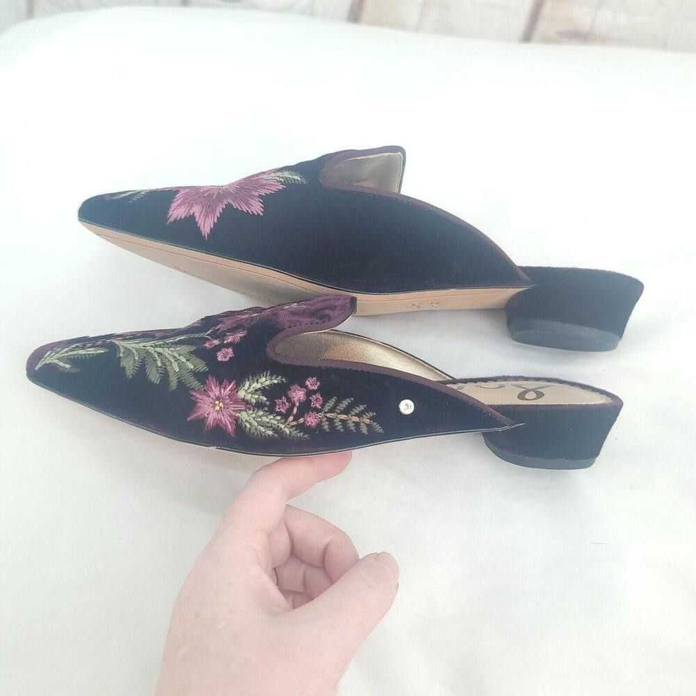 Designer Sam Edelman Black Pink Floral Bordeaux V… - image 7