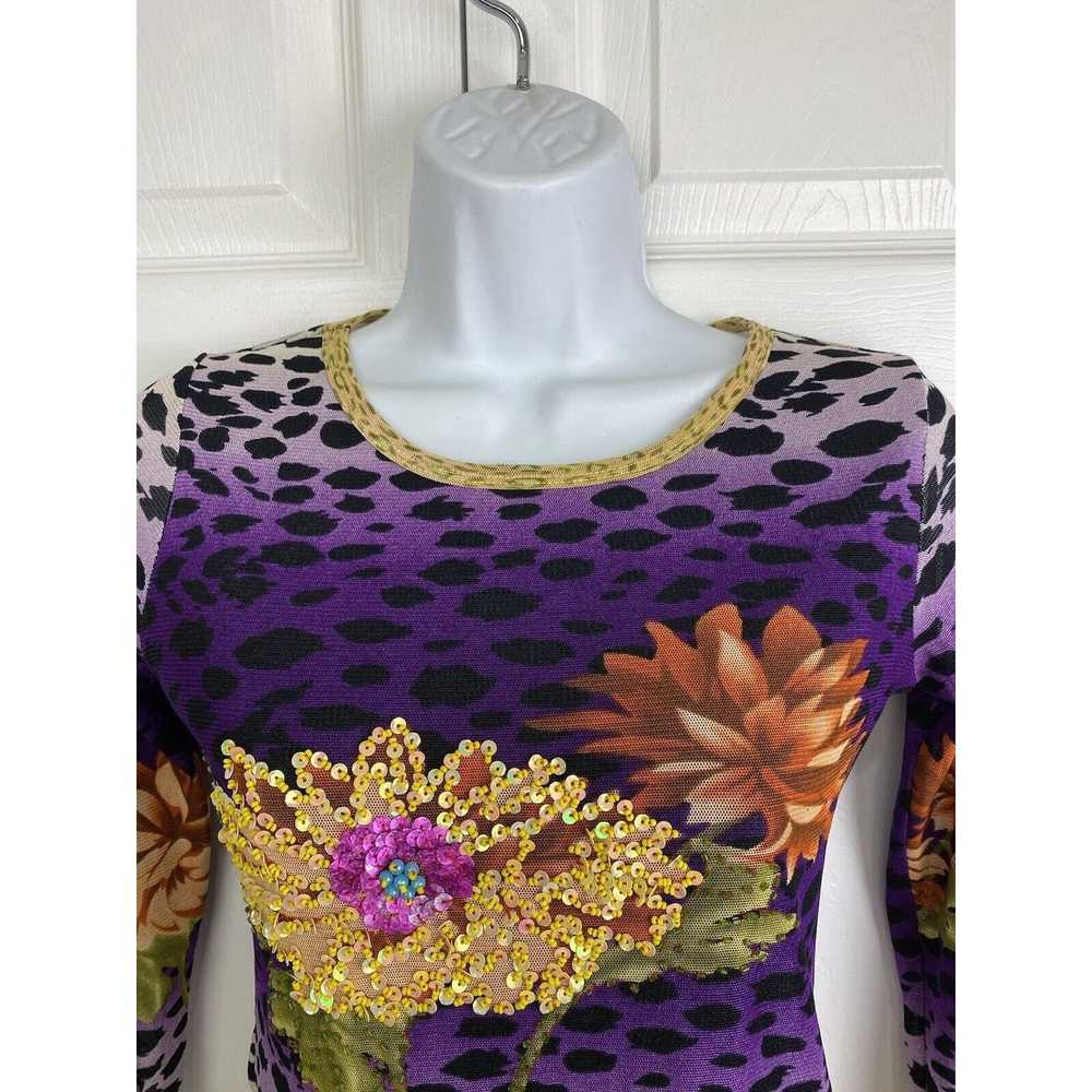 Other VTG KOKOMO Long Sleeve Mesh Top Floral Sequ… - image 5