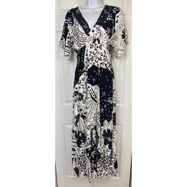 Farm Rio Farm Rio Maxi Dress V-Neck Black White Al