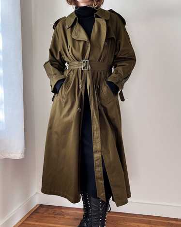 80s Olive Green Belted Trench | M