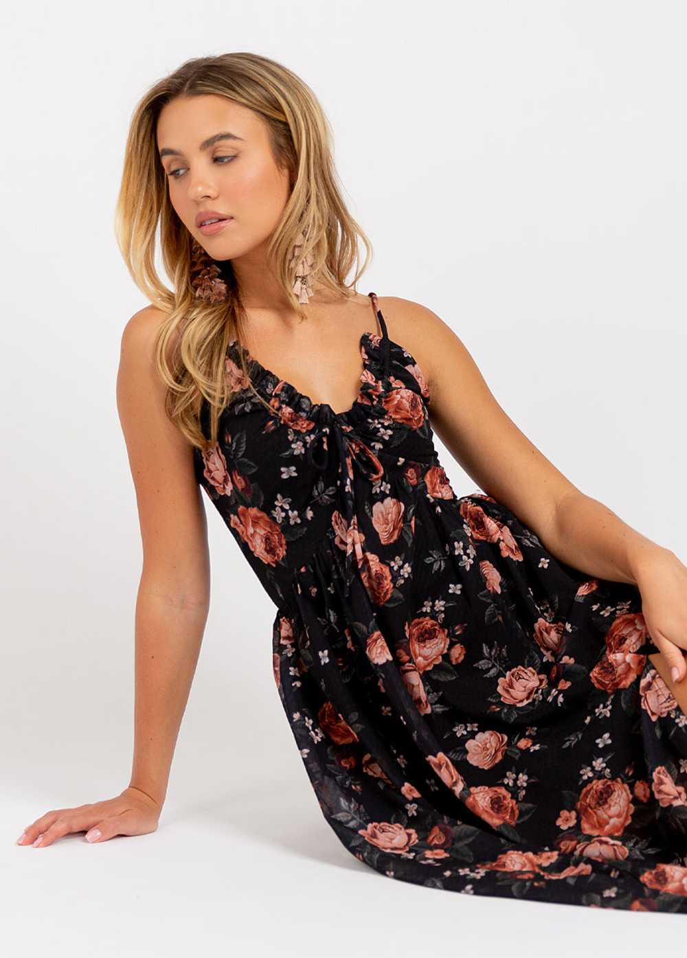 Joyfolie Kilah Dress in Black Floral - image 6