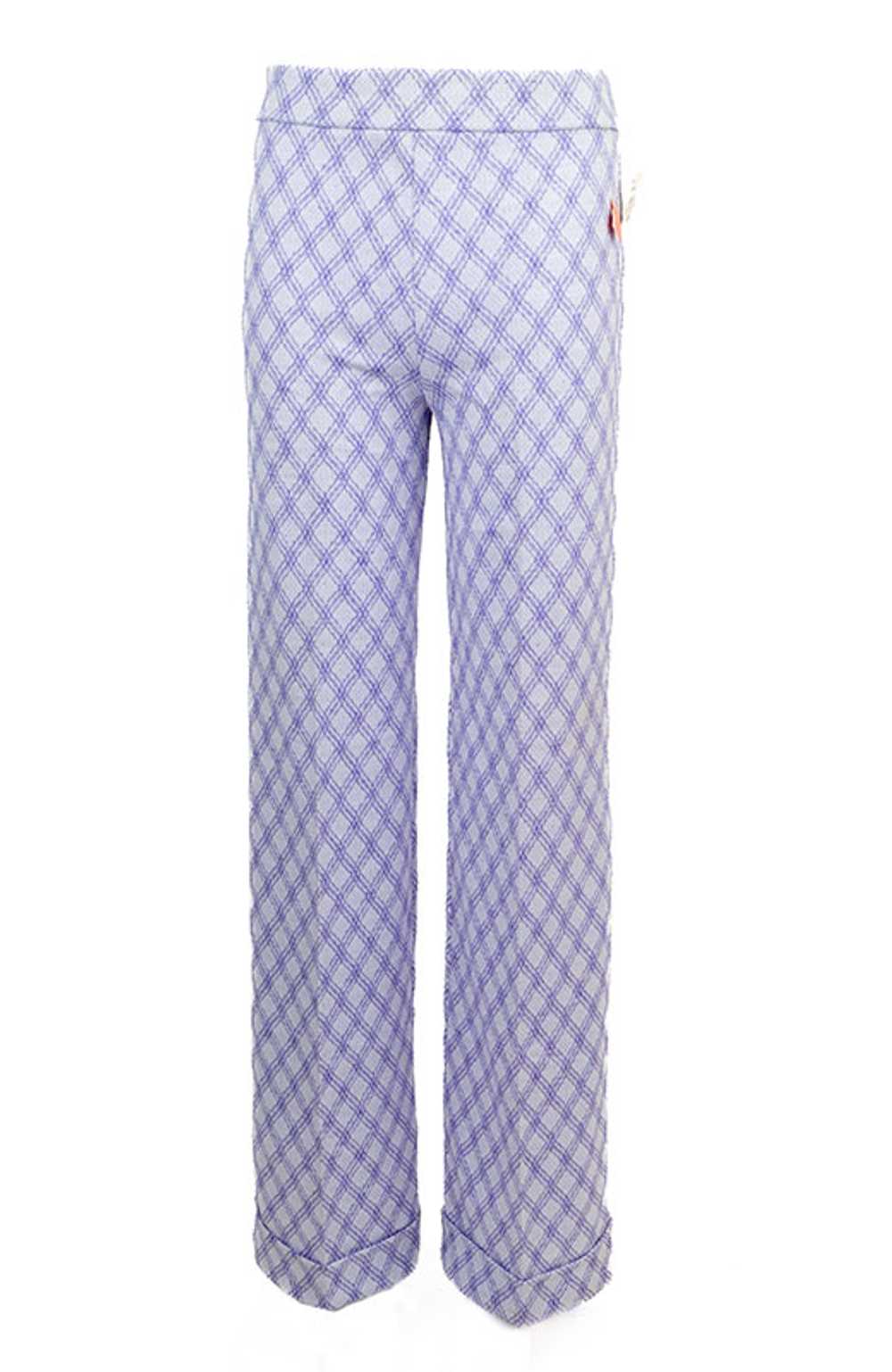 1970s Stretch Knit Plaid Flares - image 1