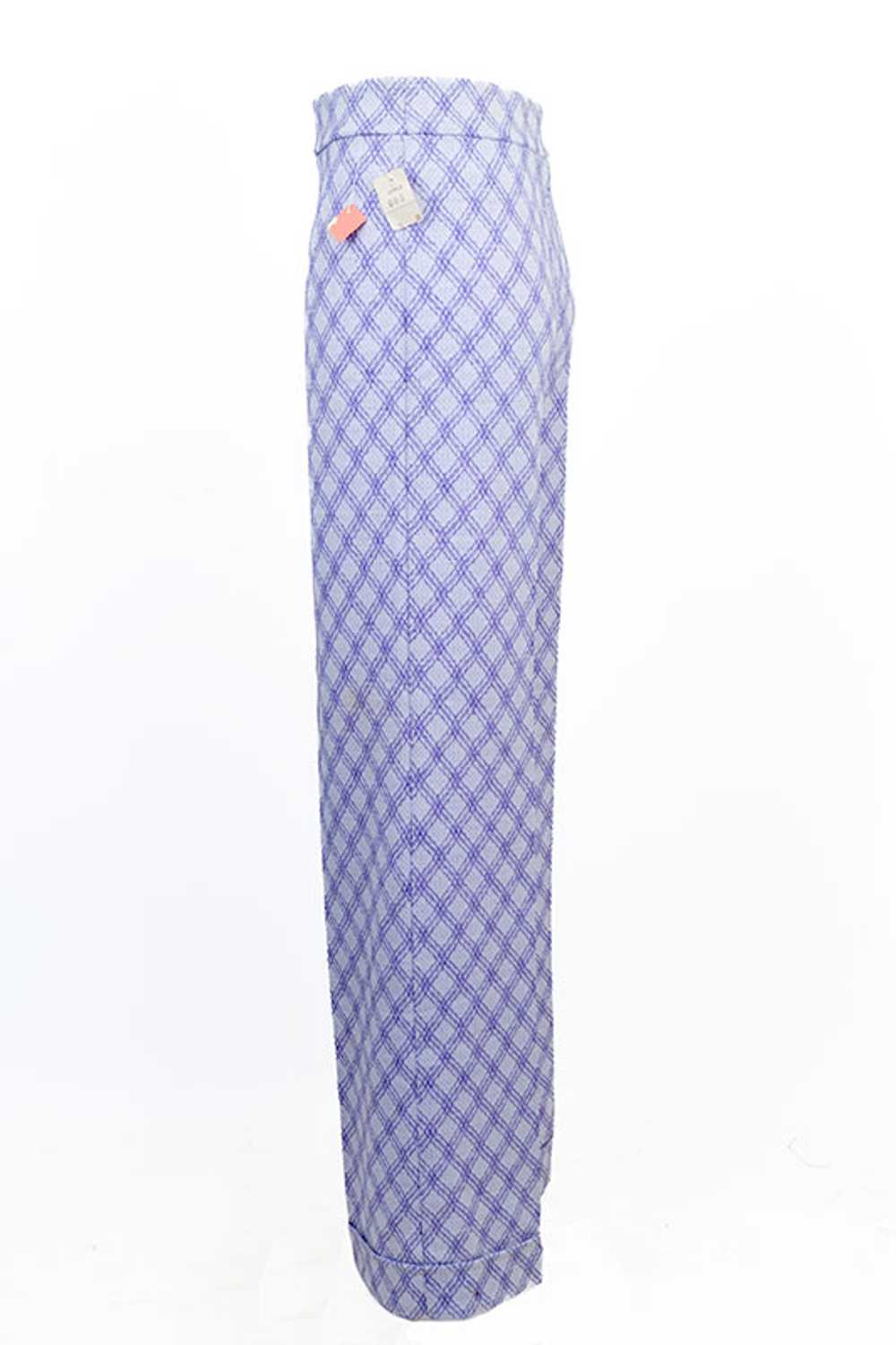 1970s Stretch Knit Plaid Flares - image 2