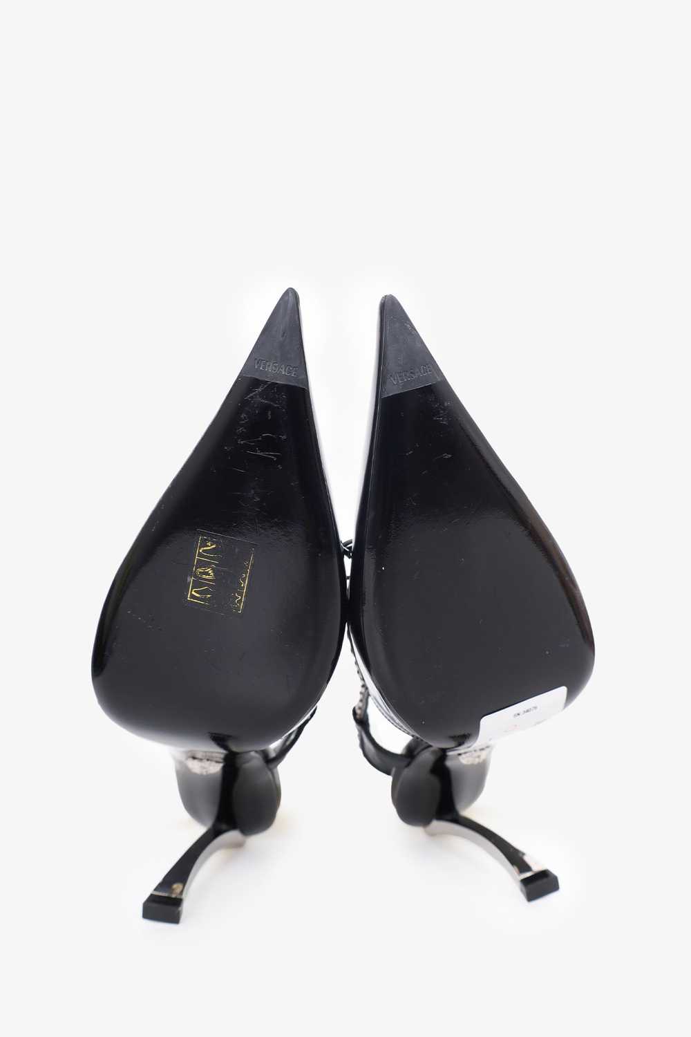 Versace Black Leather Pointed Lace Slingback Heel… - image 5