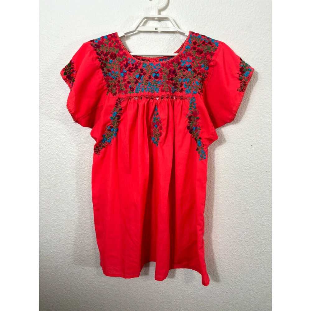 Vintage Mexican Oaxacan Blouse Womens Small Deep … - image 1