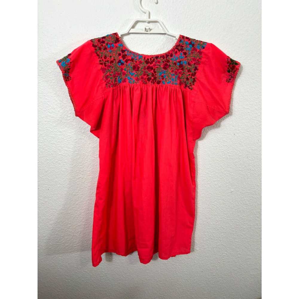 Vintage Mexican Oaxacan Blouse Womens Small Deep … - image 7