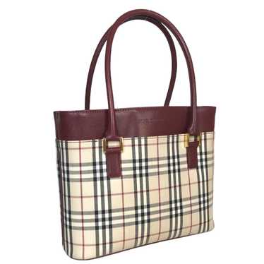 BURBERRY Handbag canvas Beige wine red Tote Bag N… - image 1