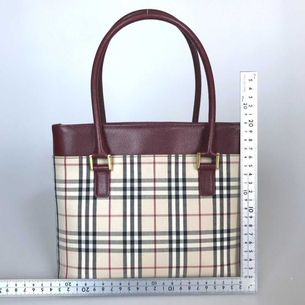 BURBERRY Handbag canvas Beige wine red Tote Bag N… - image 2