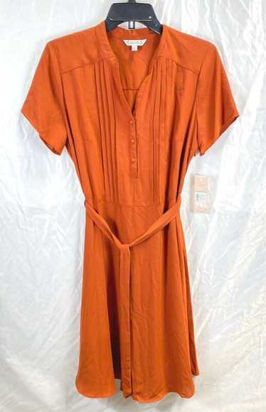 NWT Nanette Lepore Womens Orange Belted Short Slee