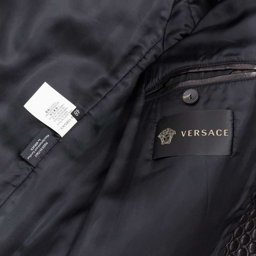 Versace VERSACE black leather bubble textured sha… - image 8