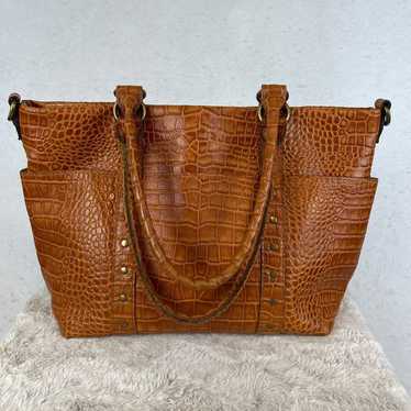 Patricia Nash Leather Croc Embossed Nela store North/South Biscuit,Bag