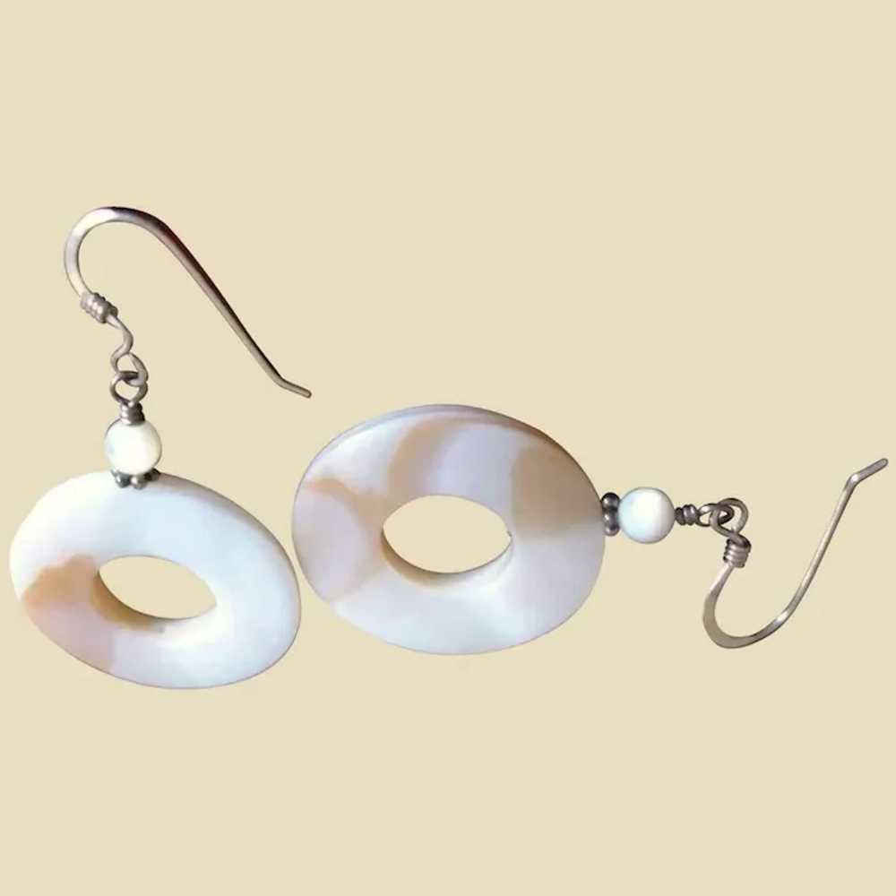 Vintage Mother of Pearl Disk Drop Earrings – Pier… - image 5