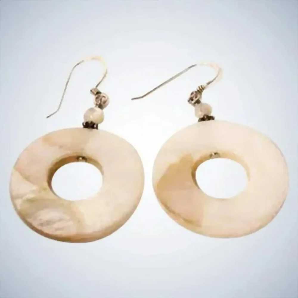 Vintage Mother of Pearl Disk Drop Earrings – Pier… - image 6