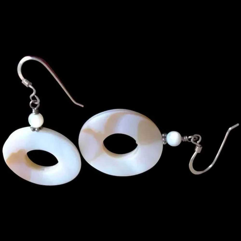 Vintage Mother of Pearl Disk Drop Earrings – Pier… - image 7