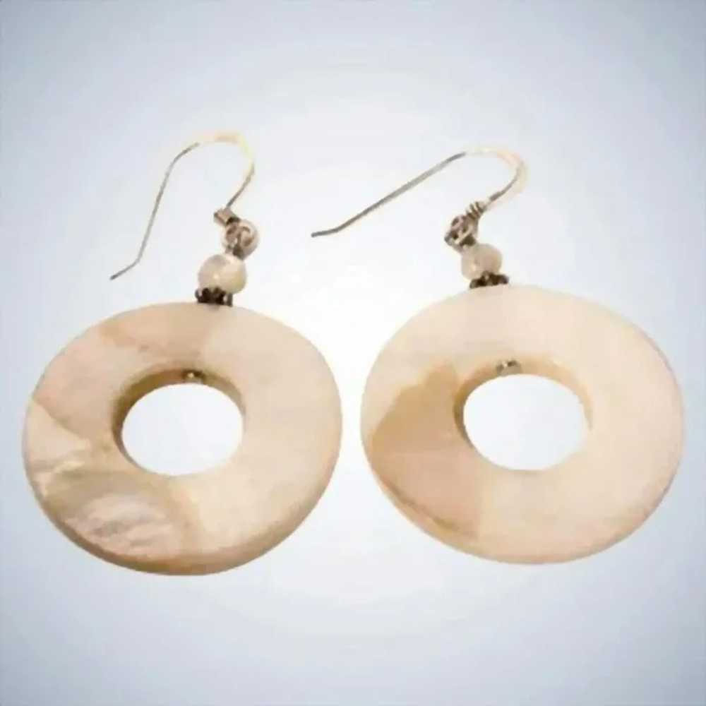 Vintage Mother of Pearl Disk Drop Earrings – Pier… - image 8