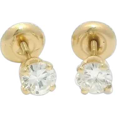 14k Yellow Gold Diamond Stud Earrings - image 1