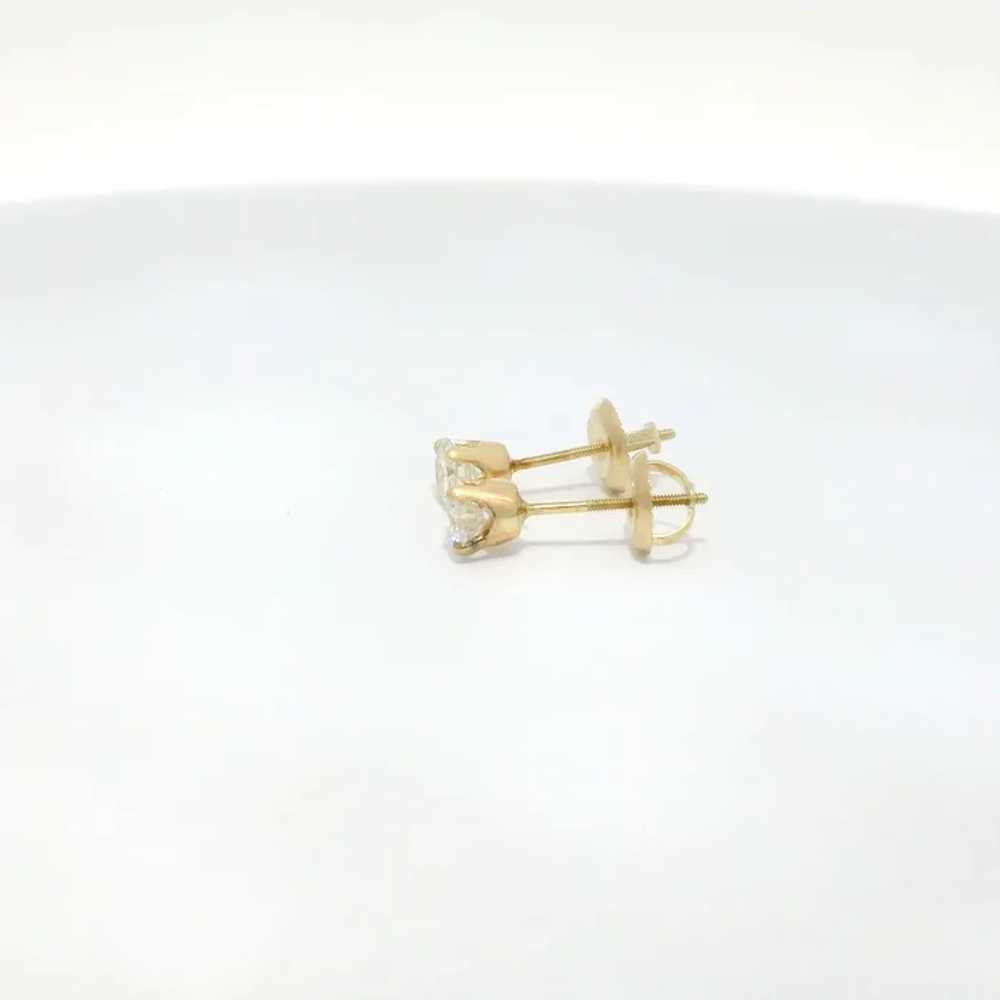 14k Yellow Gold Diamond Stud Earrings - image 2