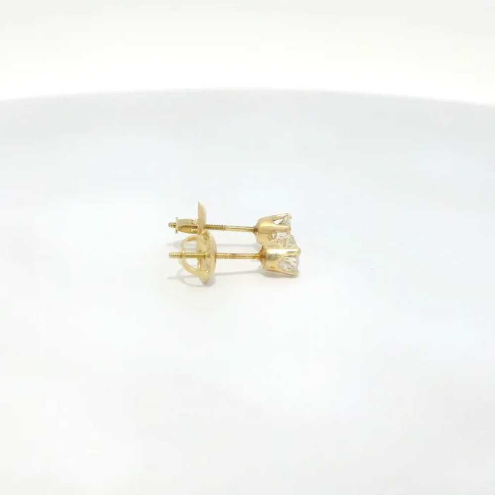 14k Yellow Gold Diamond Stud Earrings - image 3