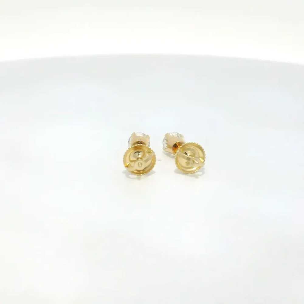 14k Yellow Gold Diamond Stud Earrings - image 4